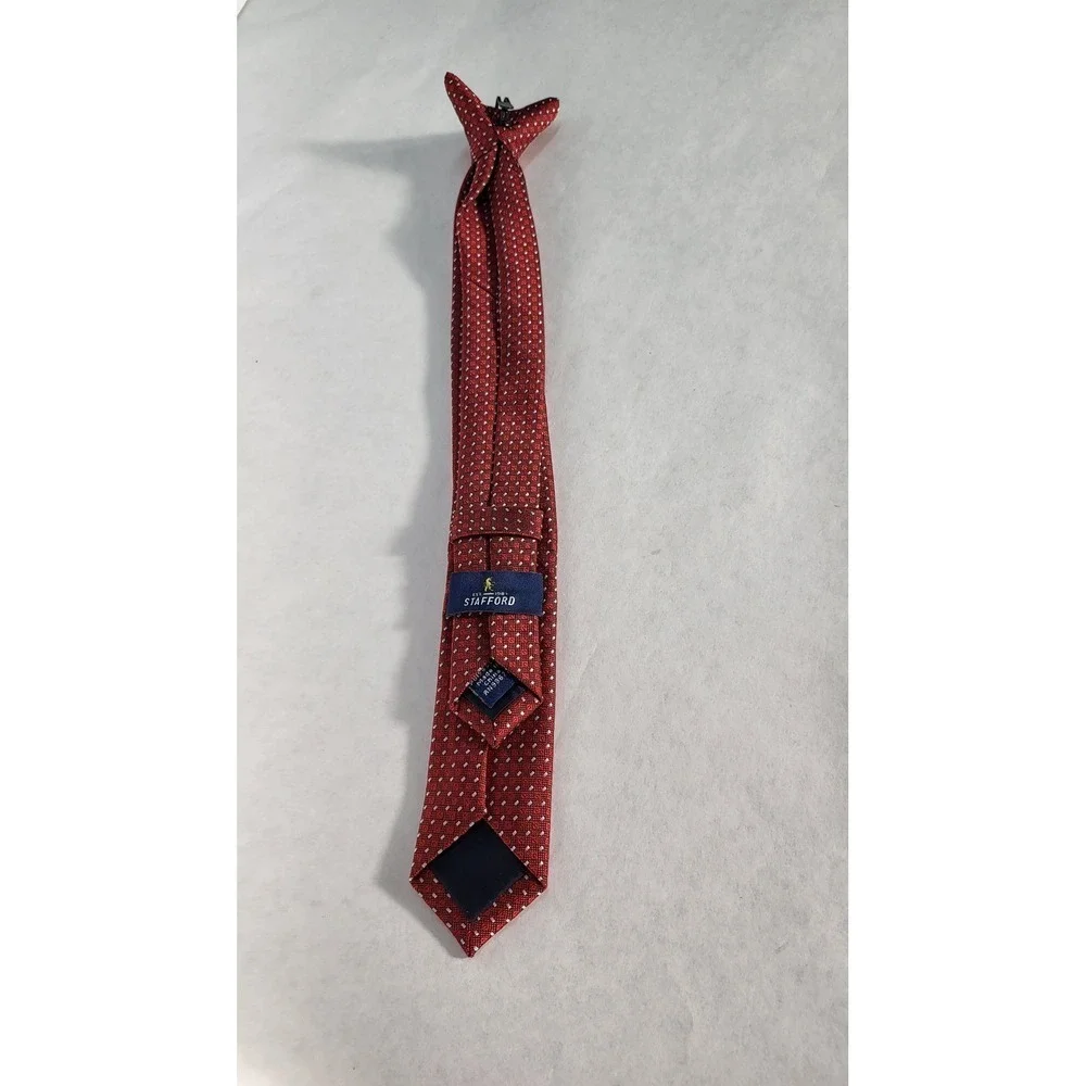 Stafford Red Tie Clip On Polka Dot Kids Formal Occasion